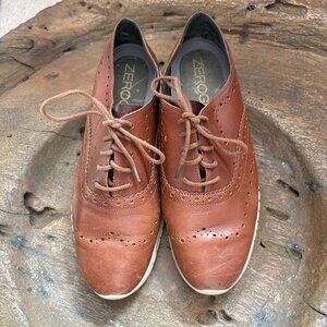 Cole Haan Zerogrand brown leather women's oxford wingtip comfy sneakers size 8.5